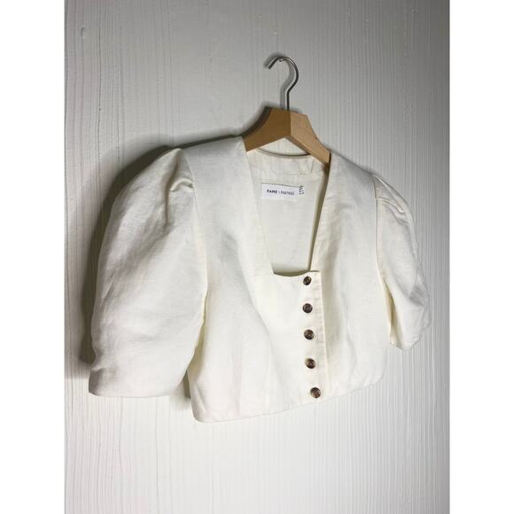 FAME AND PARTNERS Ecru Ivory Linen 2-Piece Crop Top & Midi Skirt Set US 6 - Picture 11 of 16